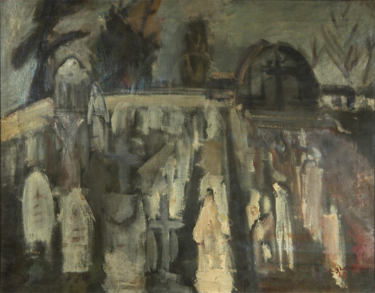 Cimitero vecchio di villa Bartolomea | 1949 | olio su tela | 52.5 x 67 cm | Inv. 315