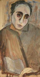 Mario Marabini | 1953 | tempera su carta incollata su tela | 71 X 38 cm | Inv. 509