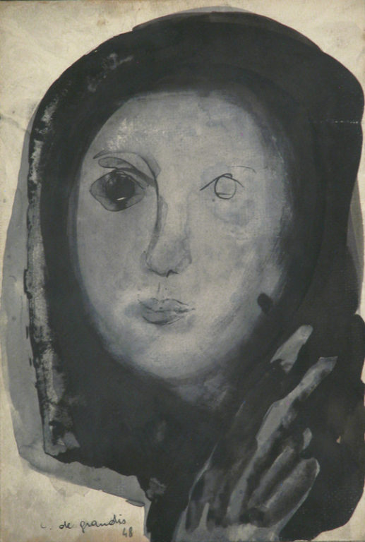 Autoritratto | 1948 | inchiostri su carta incollata su tela | 32,5 x 22,5 cm | Inv. 1270