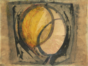 Foglie | 1967 | tempera su carta incollata su compensato | 35,5 x 47,5 cm | Inv. 387